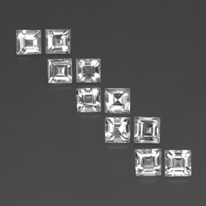 Topazio naturale bianco da 7,92 ct, quadrato, VVS-VS