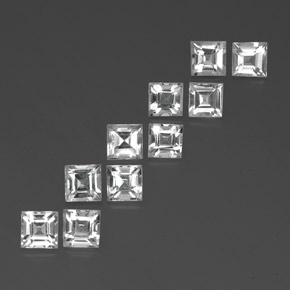 Topazio naturale bianco da 7,92 ct, quadrato, VVS-VS