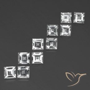 Gemme di Topazio Bianco trasparente naturale da 8.05 ct, Quadrato, VVS-VS