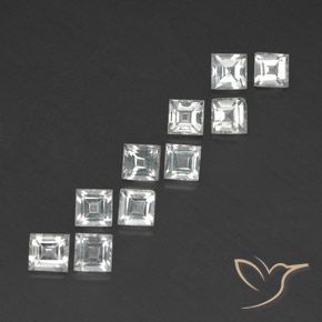 Gemme di Topazio Bianco caldo naturale da 4.41 ct, Quadrato, VVS-VS