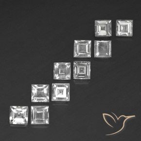 Gemme di Topazio Bianco trasparente naturale da 4.21 ct, Quadrato, VS