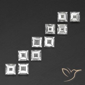 Gemme di Topazio Bianco trasparente naturale da 3.78 ct, Quadrato, VVS-VS