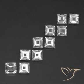 Gemme di Topazio Bianco trasparente naturale da 3.99 ct, Quadrato, VS