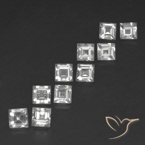 Gemme di Topazio Bianco trasparente naturale da 4.67 ct, Quadrato, VS