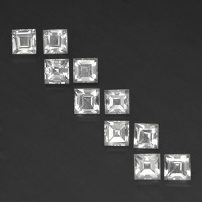 Topazio naturale bianco da 5,06 ct, quadrato, VS