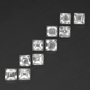 Topazio naturale bianco da 5,06 ct, quadrato, VS