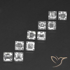 Gemme di Topazio Bianco trasparente naturale da 5.19 ct, Quadrato, VS