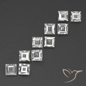 Gemme di Topazio Bianco trasparente naturale da 4.12 ct, Quadrato, VVS-VS