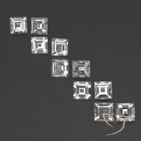 Topazio naturale bianco da 4,09 ct, quadrato, VVS-VS