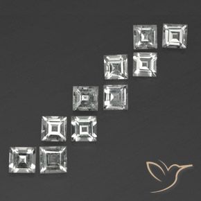 Topazio naturale bianco da 4,09 ct, quadrato, VVS-VS