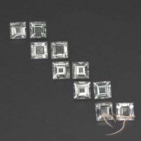 4.17ctw Naturale Bianco trasparente Topazio, Quadrato, VVS-VS