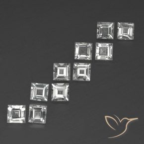 Gemme di Topazio Bianco trasparente naturale da 4.17 ct, Quadrato, VVS-VS