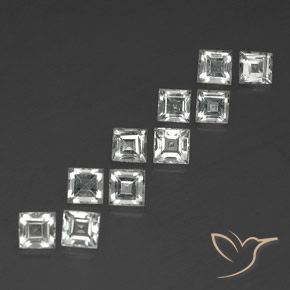 Gemme di Topazio Bianco trasparente naturale da 4.22 ct, Quadrato, VVS-VS