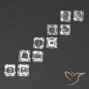 Gemme di Topazio Bianco trasparente naturale da 4.57 ct, Quadrato, VVS-VS