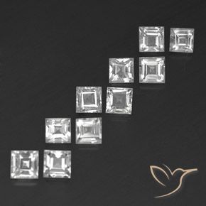 Gemme di Topazio Bianco trasparente naturale da 4.78 ct, Quadrato, VVS-VS