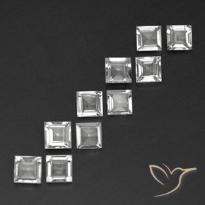 Gemme di Topazio Bianco naturale da 3.87 ct, Quadrato, VVS-VS