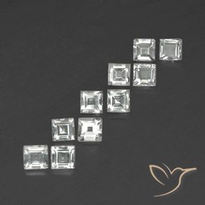 Gemme di Topazio Bianco caldo naturale da 4.00 ct, Quadrato, VVS-VS