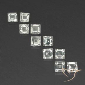 3.91ctw Naturale Bianco caldo Topazio, Quadrato, VVS-VS
