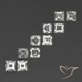 Gemme di Topazio Bianco trasparente naturale da 4.12 ct, Quadrato, VS