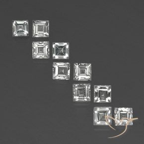 Gemme di Topazio Bianco trasparente naturale da 4.29 ct, Quadrato, VS