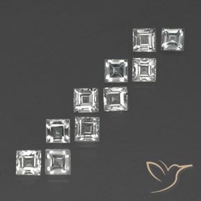 Gemme di Topazio Bianco trasparente naturale da 4.29 ct, Quadrato, VS