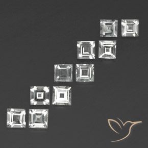 Gemme di Topazio Bianco trasparente naturale da 3.82 ct, Quadrato, VS