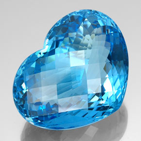 Topazio naturale blu da 112,15 ct, a forma di cuore, VVS