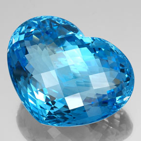 Topazio naturale blu da 112,15 ct, a forma di cuore, VVS