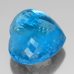 Topazio naturale blu da 112,15 ct, a forma di cuore, VVS
