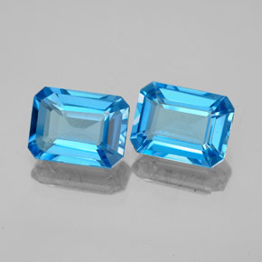 Topazio naturale blu da 3,49 ct, taglio smeraldo, VVS-VS