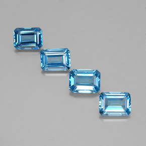 Topazio naturale blu da 7,07 ct, taglio smeraldo, VVS