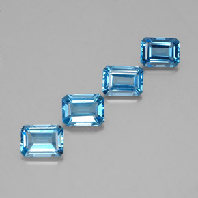 Topazio naturale blu da 7,07 ct, taglio smeraldo, VVS