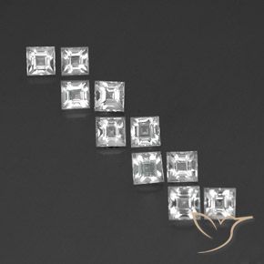 4.36ctw Naturale Bianco Topazio, Quadrato, VVS-VS