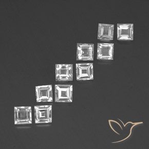 Gemme di Topazio Bianco naturale da 3.47 ct, Quadrato, VVS-VS