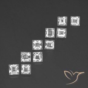 Gemme di Topazio Bianco trasparente naturale da 3.87 ct, Quadrato, VVS-VS