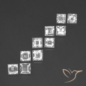 Gemme di Topazio Bianco naturale da 4.20 ct, Quadrato, VVS-VS