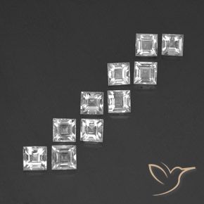 Gemme di Topazio Bianco trasparente naturale da 4.13 ct, Quadrato, VS