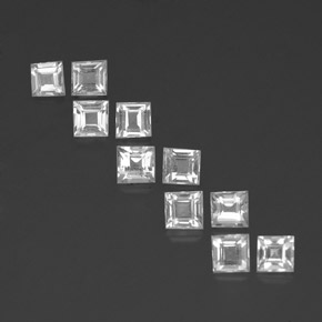 Topazio naturale bianco da 3,12 ct, quadrato, VVS-VS