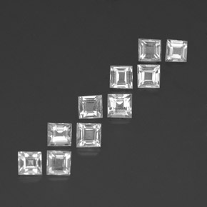 Topazio naturale bianco da 3,12 ct, quadrato, VVS-VS