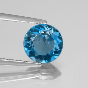 Topazio naturale blu da 2,06 ct, taglio rotondo, VVS