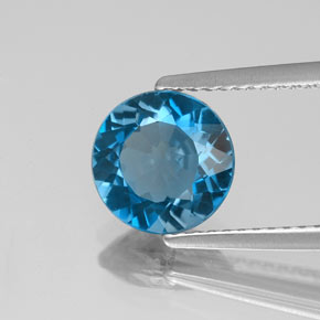Topazio naturale blu da 2,06 ct, taglio rotondo, VVS