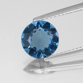 Topazio naturale blu da 1,80 ct, taglio rotondo, VS