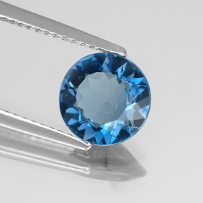 Topazio naturale blu da 1,80 ct, taglio rotondo, VS