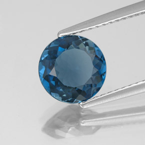 Topazio naturale blu da 2,13 ct, taglio rotondo, VVS