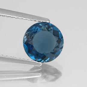 Topazio naturale blu da 2,13 ct, taglio rotondo, VVS