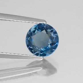 Topazio naturale blu da 1,43 ct, taglio rotondo, VS-SI