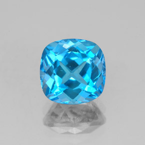 Topazio naturale blu da 2,99 ct, taglio a cuscino, VVS-VS