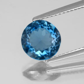 Topazio naturale blu da 1,97 ct, taglio rotondo, VS