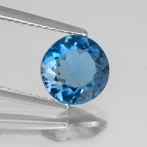 Topazio naturale blu da 1,97 ct, taglio rotondo, VS