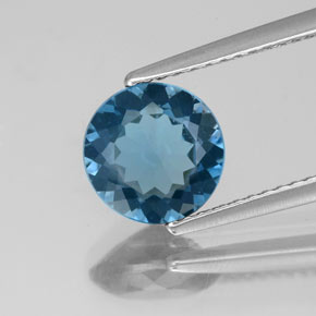 Topazio naturale blu da 1,92 ct, taglio rotondo, VS-SI